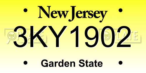 3KY1902 New Jersey License Plate