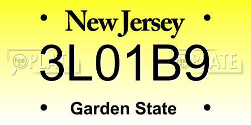 3L01B9 New Jersey License Plate