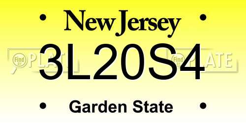 3L20S4 New Jersey License Plate
