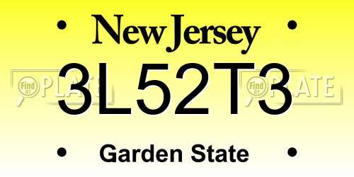 3L52T3 New Jersey License Plate
