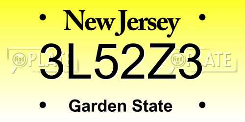 3L52Z3 New Jersey License Plate