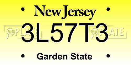 3L57T3 New Jersey License Plate