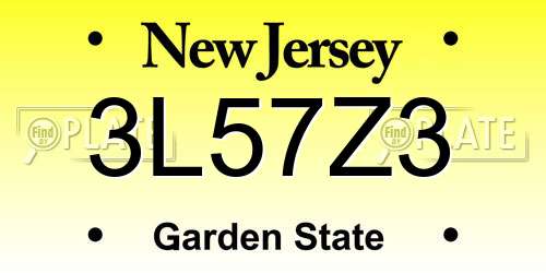 3L57Z3 New Jersey License Plate