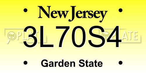 3L70S4 New Jersey License Plate