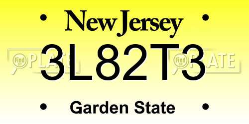 3L82T3 New Jersey License Plate
