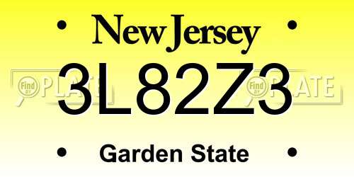 3L82Z3 New Jersey License Plate