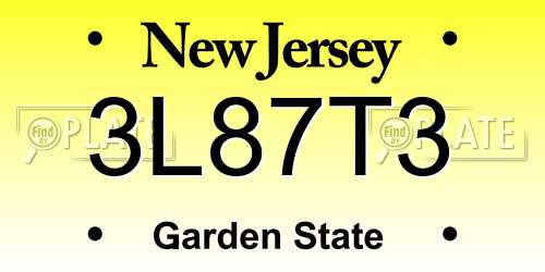 3L87T3 New Jersey License Plate