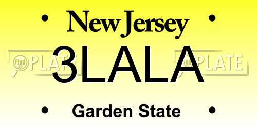 3LALA New Jersey License Plate