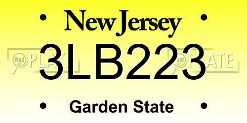 3LB223 New Jersey License Plate