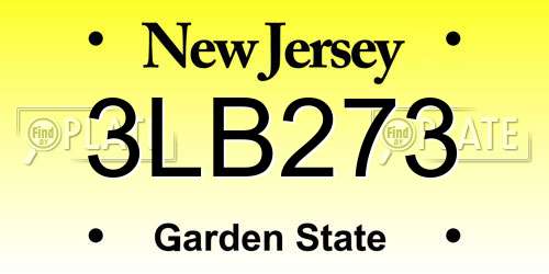 3LB273 New Jersey License Plate