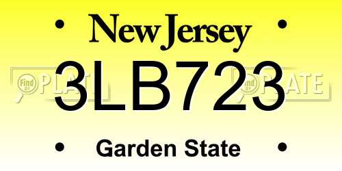 3LB723 New Jersey License Plate