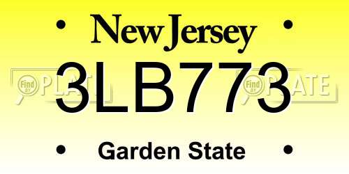 3LB773 New Jersey License Plate
