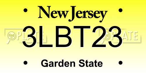3LBT23 New Jersey License Plate