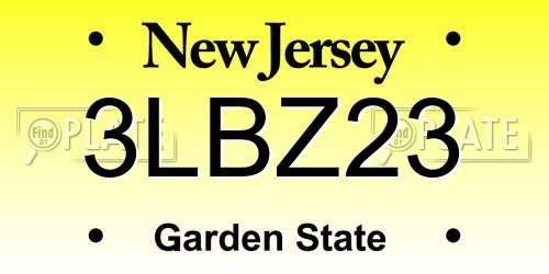 3LBZ23 New Jersey License Plate