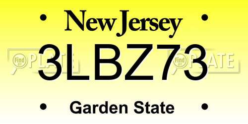 3LBZ73 New Jersey License Plate