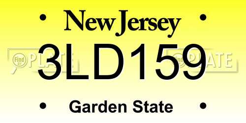 3LD159 New Jersey License Plate