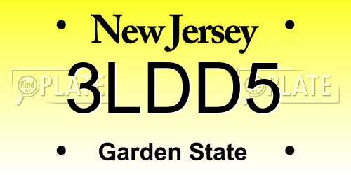 3LDD5 New Jersey License Plate