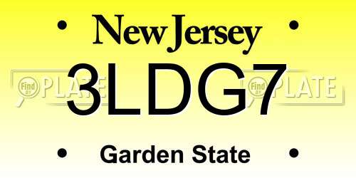 3LDG7 New Jersey License Plate