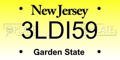 3LDI59 New Jersey License Plate