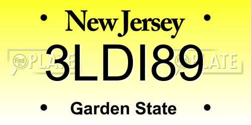 3LDI89 New Jersey License Plate