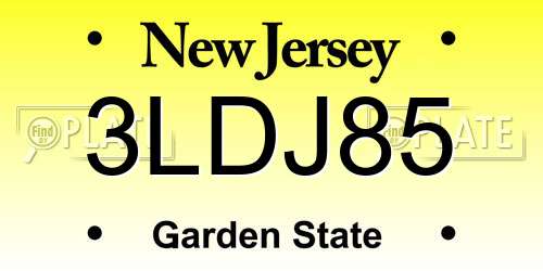 3LDJ85 New Jersey License Plate