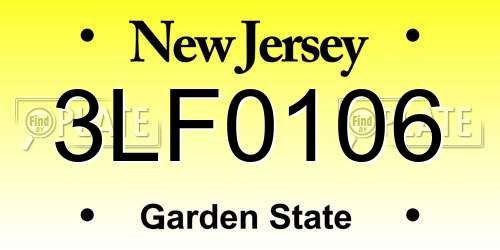 3LF0106 New Jersey License Plate