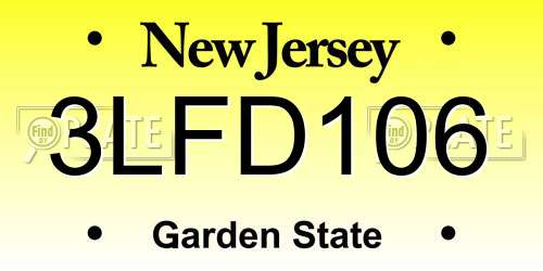 3LFD106 New Jersey License Plate