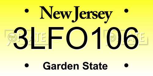 3LFO106 New Jersey License Plate