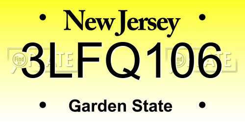 3LFQ106 New Jersey License Plate