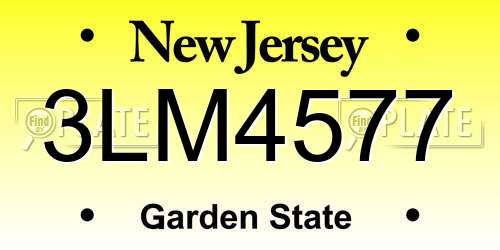 3LM4577 New Jersey License Plate