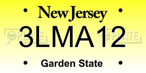 3LMA12 New Jersey License Plate