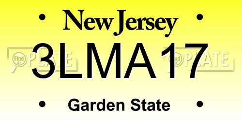3LMA17 New Jersey License Plate