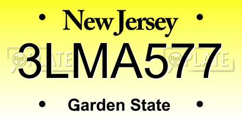 3LMA577 New Jersey License Plate