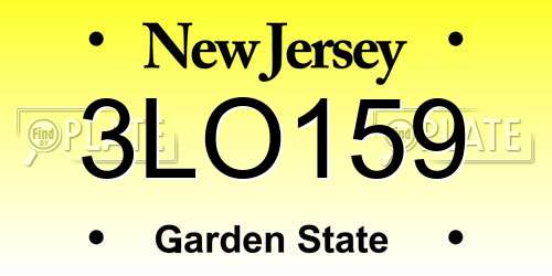 3LO159 New Jersey License Plate