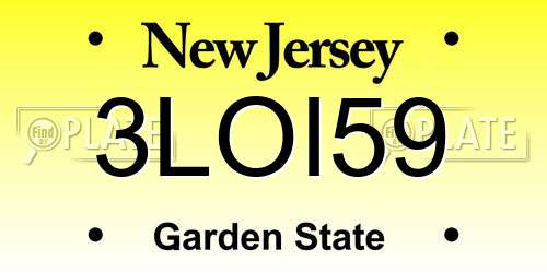 3LOI59 New Jersey License Plate