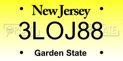 3LOJ88 New Jersey License Plate