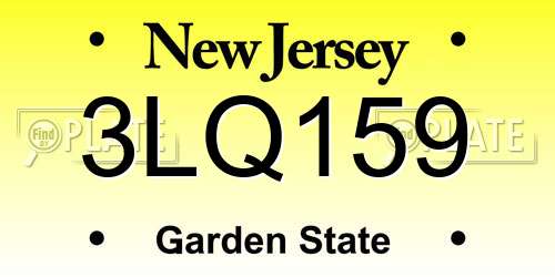 3LQ159 New Jersey License Plate