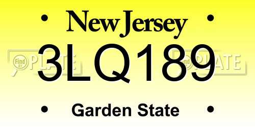 3LQ189 New Jersey License Plate