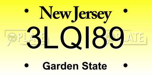 3LQI89 New Jersey License Plate