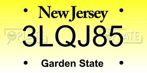 3LQJ85 New Jersey License Plate