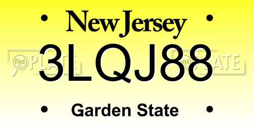 3LQJ88 New Jersey License Plate