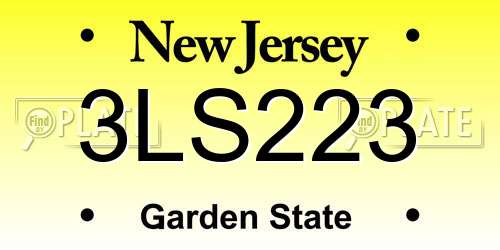 3LS223 New Jersey License Plate