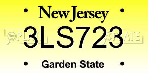 3LS723 New Jersey License Plate