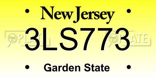 3LS773 New Jersey License Plate