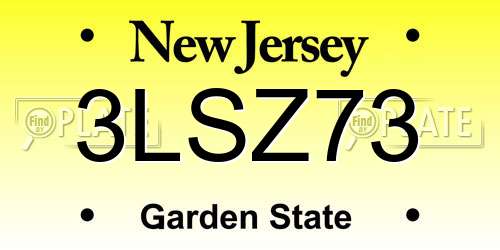 3LSZ73 New Jersey License Plate