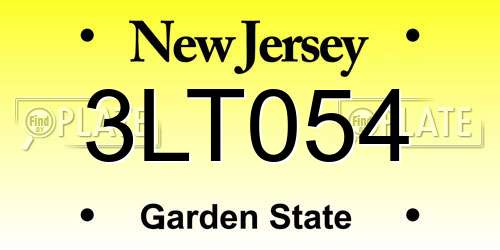 3LT054 New Jersey License Plate