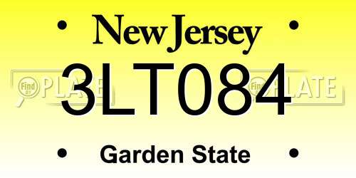 3LT084 New Jersey License Plate