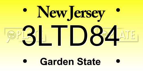 3LTD84 New Jersey License Plate
