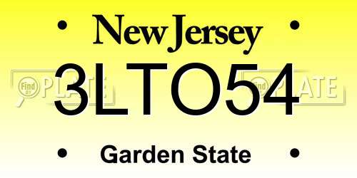 3LTO54 New Jersey License Plate