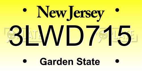 3LWD715 New Jersey License Plate